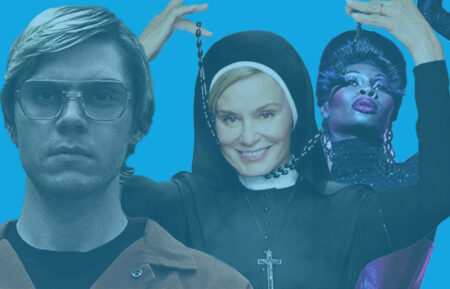 Evan Peters in 'Dahmer,' Jessica Lange in 'American Horror Story: Asylum,' and Dominique Jackson in 'Pose'