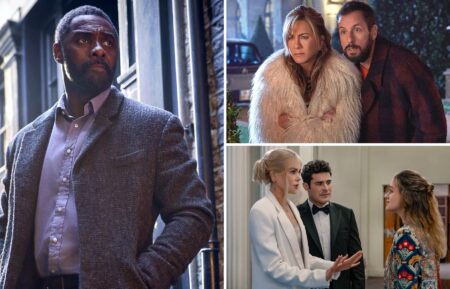 Idris Elba in 'Luther: The Fallen Sun,' Jennifer Aniston and Adam Sandler in 'Murder Mystery 2,' and Nicole Kidman, Zac Efron, and Joey King in 'A Family Affair'